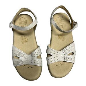 SAS Duo Tripad Comfort Sandals Women's Size 6.5 White Ankle Strap Open Toe EUC